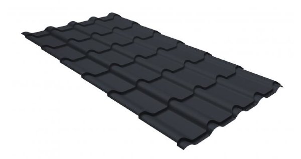 Металлочерепица камея GL 0,5 GreenCoat Pural RR 23 темно-серый (RAL 7024 мокрый асфальт) купить в Старой Купавне
