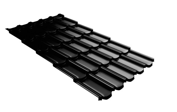 Металлочерепица квинта плюс с 3D резом 0,5 GreenСoat Pural Matt RR 33 черный (RAL 9005 черный) купить в Старой Купавне
