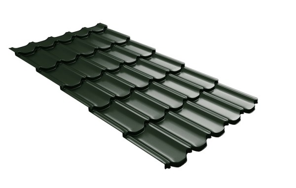 Металлочерепица квинта плюс с 3D резом 0,5 GreenСoat Pural RR 11 темно-зеленый (RAL 6020 хромовая зелень) купить в Старой Купавне