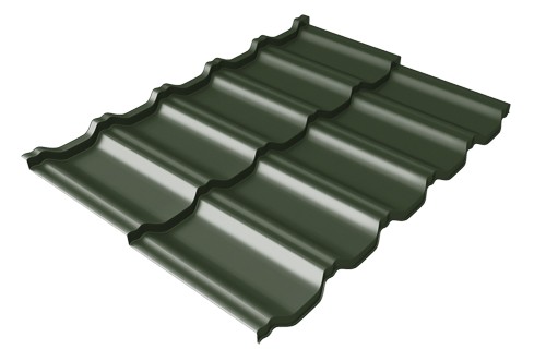 Металлочерепица модульная Квинта Uno Grand Line c 3D резом 0,5 GreenСoat Pural Matt RR 11 темно-зеленый (RAL 6020 хромовая зелень) купить в Старой Купавне