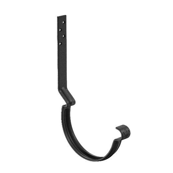 Водосток Aquasistem, система 125x90 - Крюк крепления желоба длинный RAL 9005 Чёрный купить в Старой Купавне