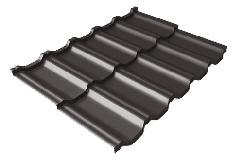 Металлочерепица модульная Квинта Uno Grand Line c 3D резом 0,5 GreenСoat Pural Matt RR 32 темно-коричневый (RAL 8019 серо-коричневый) купить в Старой Купавне