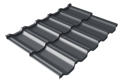 Металлочерепица модульная Квинта Uno Grand Line c 3D резом 0,45 Drap RAL 7024 мокрый асфальт купить в Старой Купавне