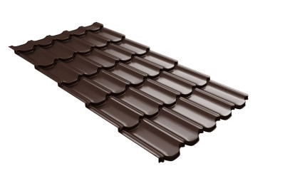 Металлочерепица квинта плюс с 3D резом 0,5 Satin Мatt RAL 8017 шоколад
