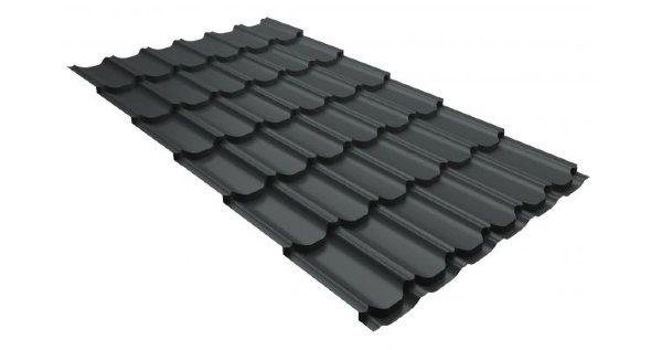 Металлочерепица квинта плюс 0,5 GreenCoat Pural RR 23 темно-серый (RAL 7024 мокрый асфальт) купить в Старой Купавне